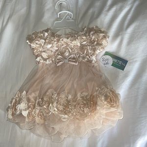 Nannete Baby Rosette Bloomer set Dress  cream 3/6 months